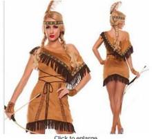 free shipping Pocahontas indian squaw cowgirl princess fancy dress costume plus size s-2xl 2024 - buy cheap