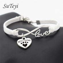 SUTEYI Fashion Women Leather Bracelet Antique Silver Plated Pets Dogs Lover Cat Animal Bear Paw Charms Pendant Bracelets Gift 2024 - buy cheap