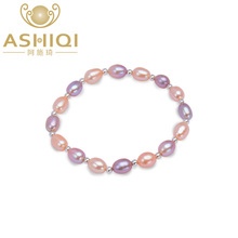 ASHIQI Genuine Rainbow Freshwater Pearl Charm Bracelets 6-7mm Natural Pearl 925 Sterling Silver bead for women 2024 - buy cheap