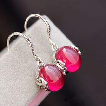 925 sterling silver earrings hand with small red corundum Thai silver earrings 2024 - buy cheap