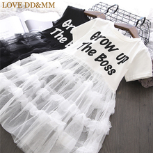 LOVE DD&MM Girls Dresses  Summer New Children's Clothing Girls Fashion Letter Mesh Stitching Sweet Princess Dress 2024 - buy cheap
