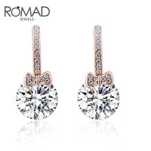 ROXI ROMAD Brand Rose Gold Color Bowknot Drop Earrings For Women AAA Zircon Crystal Dangle Earrings Fashion Wedding Jewelry Gift 2024 - buy cheap