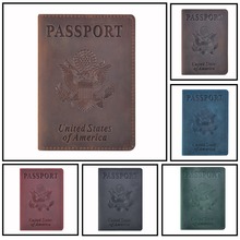 Crazy Horse Leather USA Passport Cover Retro America Passport Holder US Travel Wallet Card Holders 2024 - buy cheap