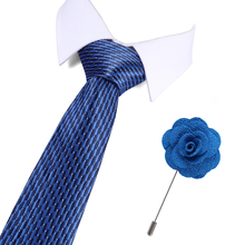 Gravatas de pescoço para casamento, conjunto masculino de pino e gravata com bolinhas finas e pretas, cor azul de 7.5cm, moda masculina 2024 - compre barato