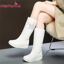 MEMUNIA-botas de nieve de talla grande 35-44 para mujer, cuñas, zapatos de plataforma de felpa, botas de media caña, botas de piel gruesa y cálida, color blanco, Invierno 2024 - compra barato