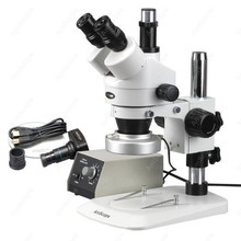 Стерео микроскоп -- AmScope поставки 3.5X-90X Стерео Зум МИКРОСКОП w Алюминиевый 80-светодиодный свет + 9MP камера 2024 - купить недорого