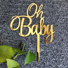 Oh Baby Cake Topper Mirror Gold / Silver / Wood Topper for Baby Shower Kids Birthday Party Decoration free shipping 2024 - buy cheap