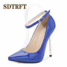 SDTRFT Plus:35-44 New Designer Crossdresser 13cm Metal Thin heels Single ladies shoes woman Pointed Toe Buckle Party pumps 2024 - buy cheap