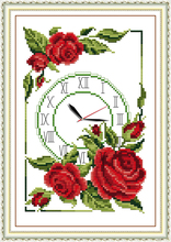 Guirnalda de reloj de rosas, kit de punto de cruz, 14ct, 11ct, lienzo estampado con cuentas, reloj de pared, puntadas, bordado artesanal, costura a mano plus 2024 - compra barato