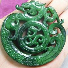 Colgante de dragón Jades verde tallado, hecho a mano, china antigua, envío gratis 2024 - compra barato