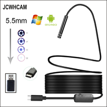 JCWHCAM 5,5 мм Len 6LED Android USB Тип C эндоскоп камера 7 м гибкая жесткая змея IP67 водонепроницаемая трубка Инспекционная камера 2024 - купить недорого