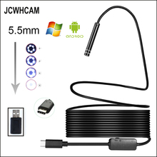 Jcwhcam-câmera de endoscópio com led, 5.5mm, lente 6led, android, usb tipo c, 7m, flexível, fio rígido, ip67, à prova d'água, tubo de inspeção 2024 - compre barato