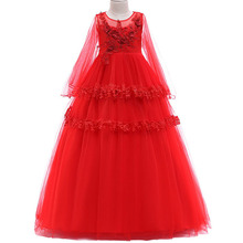 Girl Party Dress Kids 5-14 Years Old Long Sleeve Wedding Girl Dress Elegant Pageant Formal Gown Teen Princess Dresses for Girls 2024 - buy cheap