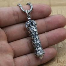 100% 990 Silver Tibetan E Mi Tuo Fo Gau Pendant Necklace Buddhist Words Box Pendant Necklace Buddhist Box Amulet 2024 - buy cheap