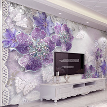 Высококачественные 3D стереоскопические фиолетовые цветы, обои для спальни, дизайн, ТВ, фон, настенная роспись, Современный домашний декор, обои 2024 - купить недорого