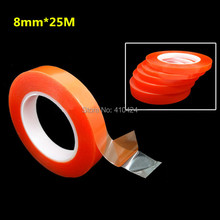 8mm*25M Strong Acrylic Adhesive PET Red Film Clear Double Sided Tape No Trace 2024 - buy cheap