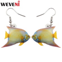WEVENI Acrylic Queen Angelfish Fish Earrings Big Long Dangle Drop Ocean Sea Marine Jewelry For Women Girls Ladies Charms Bijoux 2024 - buy cheap