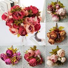 1 букет 13 головок Искусственный Пион, Шелковый цветок, Свадебная вечеринка, украшение для дома 2024 - купить недорого
