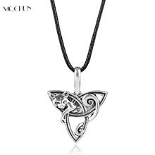 A546 MQCHUN Viking Jewelry Necklaces Fenrir Irish Knot Design Celtics Fox Pendant Necklace Leather Chain Colar Collier for Women 2024 - buy cheap