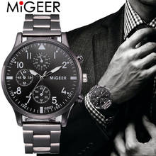 MIGEER Fashion Man Business Watch Crystal Stainless Steel Analog Quartz Wrist Watch Luxury Casual Mens Sports Clock Relogio USPS 2024 - buy cheap
