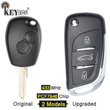 KEYECU 433 МГц PCF7946 чип 2 3 кнопки оригинальный/обновленный дистанционный ключ-брелок от машины для Renault Kangoo 2 Modus Master Clio 3 Trafic 2024 - купить недорого