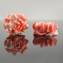 Pink Color Powder Pressing Imiataed Tridacna Fine Carved 20x24mm Resin Peony Flower Pendant Beads 10pc/lot 2024 - buy cheap