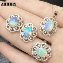 Natural Fire Opal Gem Jewelry Sets Genuine Stone Sets Solid 925 Sterling Silver Precious Stone Woman 2024 - buy cheap