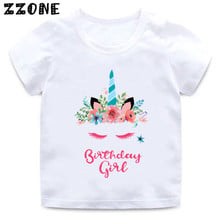 Kids Unicorn T shirt Happy Birthday Girl Print Funny T-shirt Baby Girls Cartoon Summer Short Sleeve Clothes,HKP5249 2024 - buy cheap