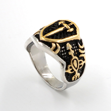 Мужское Винтажное кольцо в стиле ретро, черное кольцо в стиле панк, мужские байкерские кольца, мужские кольца из нержавеющей стали 316L 2024 - купить недорого