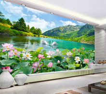 Custom photo wallpaper nature landscape lotus pond swan lake mural Papel De Parede 3D living room decorative wall painting 2024 - buy cheap