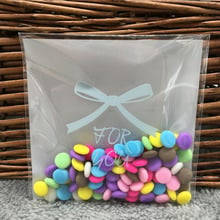 50 pcs/lot 10x10cm Blue Bowknot For You Cookie packaging clear plastic bags self-adhesive bags for biscuits snack baking 2024 - buy cheap