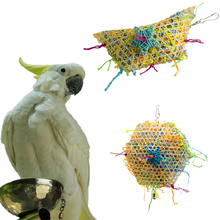 Игрушка-попугай, разноцветный попугай из кокатила, веревка с начесом из травы, игрушки для животных, кусание попугаев, жевательные игрушки для восхождения, 9x26 см 2024 - купить недорого