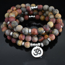 108 Beads Bracelets Meditation Jewelry Matte Picasso J-asper Mala Bracelet Yoga Buddha Lotus Charm Bracelet Men Women 2024 - buy cheap