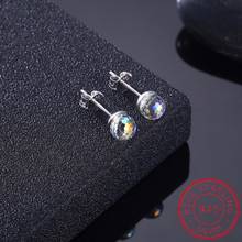 MEEKCAT Hot sell multicolor Crystals from Round Ball 925 Sterling Silver Stud Earrings Fashion Jewelry for Female Party Gift 2024 - buy cheap