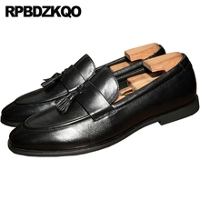 European High Quality Italy Tassel Loafers Black British Style Designer Slip On Nice 2021 Italian Mens Shoes Brands Brand Flats 2024 - buy cheap