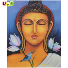 DPF 5D DIY full square diamond painting cross stitch female Buddha white flower diamond embroidery mosaic painting decoration 2024 - buy cheap