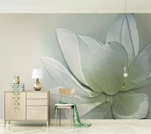 Beibehang Custom wallpaper photo mural 3d papel de parede lotus embossed small fresh papier peint mural TV background wall paper 2024 - buy cheap