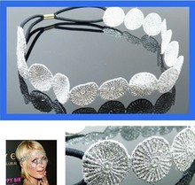 2021 new wholesale Lace round shape gold and silver color star design elastic headbands 12pcs/lot 2024 - buy cheap