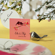 20pcs/lot Silver Love Bird Wedding Place Card Holder Favors and Photo holder with Matching Place Card Wholesale Free Shipping 2024 - buy cheap