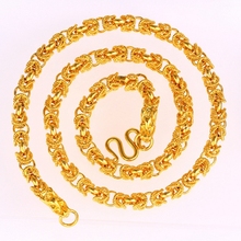 Массивное мужское ожерелье с драконом, позолоченное желтое мужское ожерелье с цепочкой 2024 - купить недорого