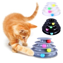 Disco de brinquedo para gatos, brinquedo super divertido para gatos gatinhos com prato giratório, brinquedo poderoso para inteligência disco de jogo triplo 2024 - compre barato