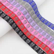 [IuBuFiGo] 10y 5/8"(16mm) Elastic Skull Reflective Ribbon Grosgrain Check Tape For Hairbow Headwear 2024 - buy cheap