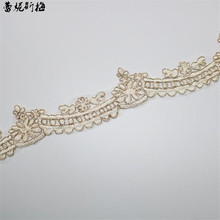 Delicate 2Meters Wedding Dress Cording Lace Applique Gold Thread Embroidery Lace Accessories Trim Lace Edge Border 5.5cm LJ0108 2024 - buy cheap