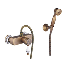 Wholesale Retro Brass Wall Mounted Shower Sets with Handshower Single Handle Simple Shower Mixer Taps SF1027 2024 - buy cheap