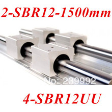2 pcs SBR12 1500mm round linear guide linear bearing supported rails and 4 pcs SBR12UU linear bearing block cnc parts 2024 - buy cheap