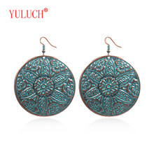 YULUCH-pendientes con colgante plata de primera ley flor para mujer, aretes, plata esterlina 925, Circonia cúbica, zirconia, circonita, zirconita, redonda, grande, estilo africano 2024 - compra barato