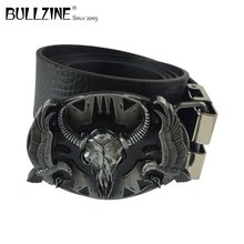 Bullzine western bull head eagle jeans cowboy gift belt buckle pewter finish and PU belt connecting clasp 02531 drop shipping 2024 - buy cheap