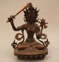 Бесплатная доставка S03164 11 "Тибет, буддизм, бронзовая статуя богини Wenshu Manjushri Boddhisattva 2024 - купить недорого