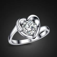 Модное серебряное кольцо с сердечком из стерлингового серебра 925 пробы, классическое обручальное кольцо, ювелирное изделие, CZ 5A циркон, цельное серебряное кольцо, подарок на День святого Валентина для женщин 2024 - купить недорого