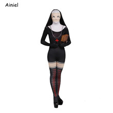 Halloween Masquerade Cosplay Nun Religious Catholic Costume Bodysuit Suit Jumpsuits Zentai Halloween Costumes for Women Adult 2024 - buy cheap